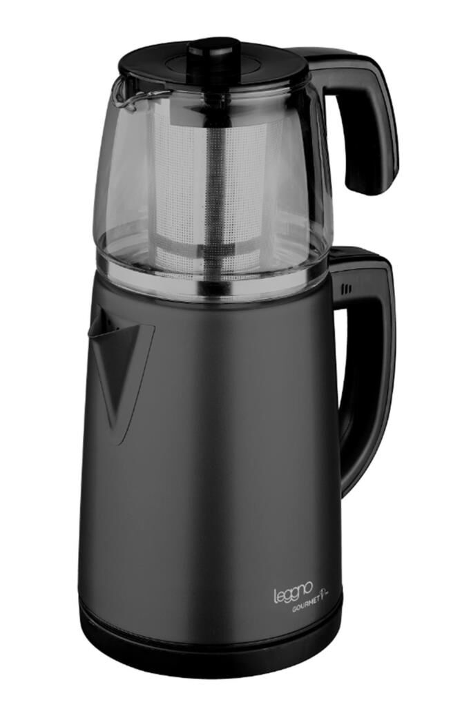 Leggno Gourmet Pro Cam Demlikli Çay Makinası Siyah