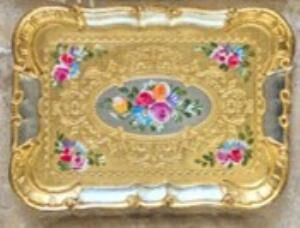L&M 1/Pgfa-1 Gül Ağacı Gold/Silver Tepsi 26X19 Cm