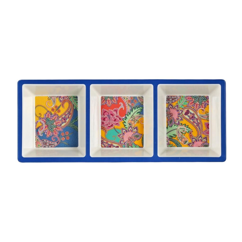 Lucky Art Paiselle Melamin 3 Bölmeli Çerezlik 2Li Set 38Cm