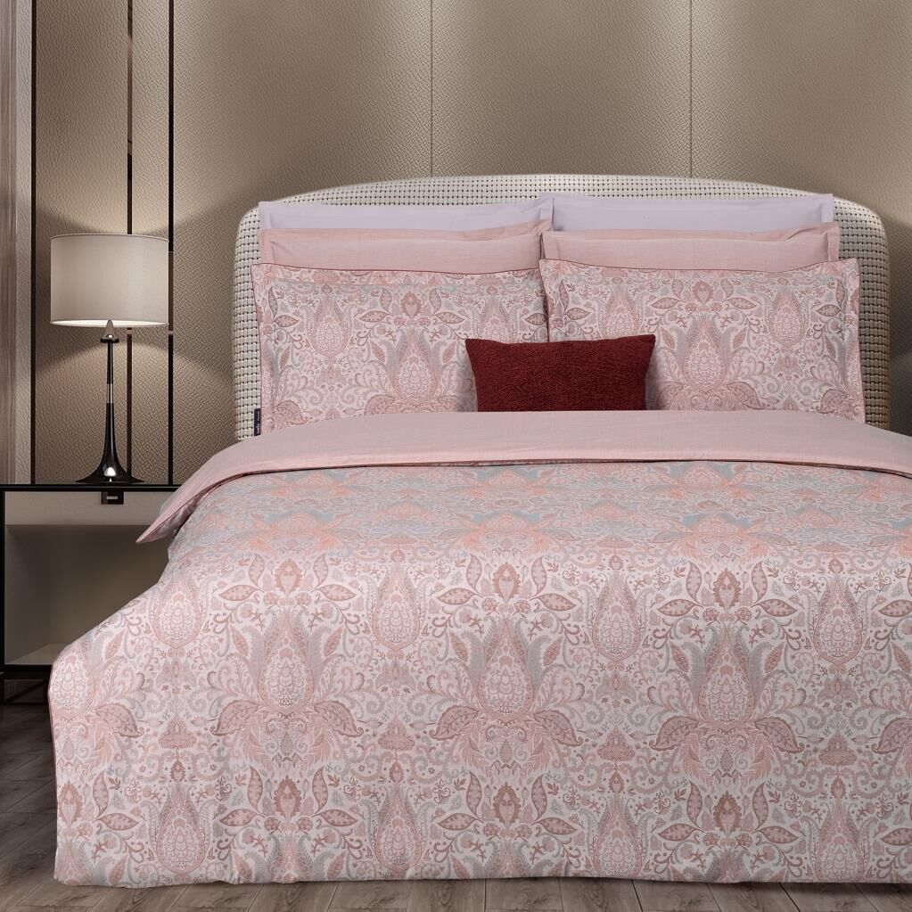 Sarev Playa Jakarlı Saten Nevresim Takımı Çift Kişilik Pembe