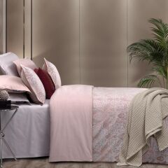 Sarev Playa Jakarlı Saten Nevresim Takımı Çift Kişilik Pembe