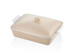 Rossallını Lıfe Dıkdortgen Kapaklı Bej Fırın Kabı 33X23X7 Cm