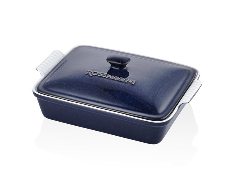 Rossallını Lıfe Dıkdortgen Kapaklı Mavı Fırın Kabı 33X23X7 Cm