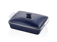 Rossallını Lıfe Dıkdortgen Kapaklı Mavı Fırın Kabı 33X23X7 Cm