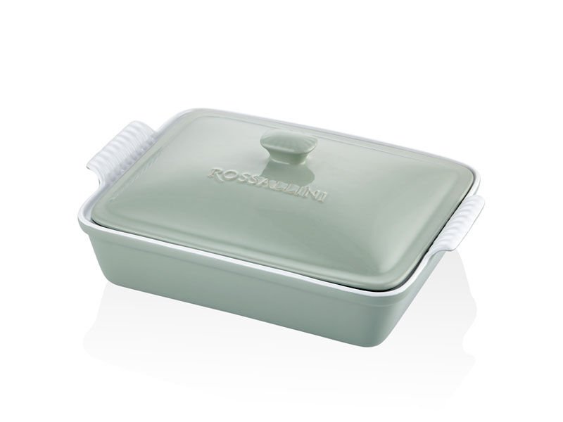 Rossallını Lıfe Dıkdortgen Kapaklı Yesıl Fırın Kabı 33X23X7 Cm