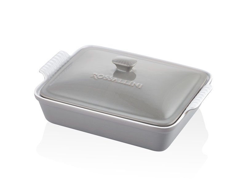Rossallını Lıfe Dıkdortgen Kapaklı Grı Fırın Kabı 33X23X7 Cm