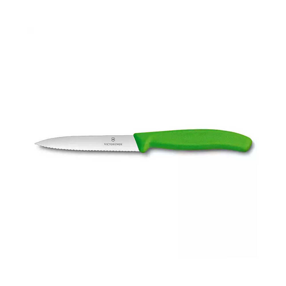 Victorinox 6.7736.L4 10cm Yeşil Tırtıklı Soyma Bıçağı