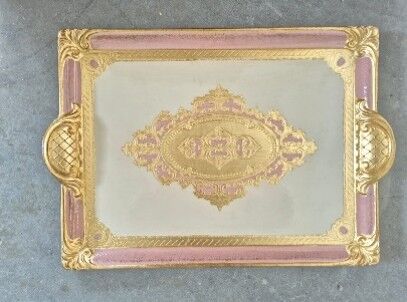 L&M 241/Fre-3 Gül Ağacı Pembe Tepsi 40X26 Cm