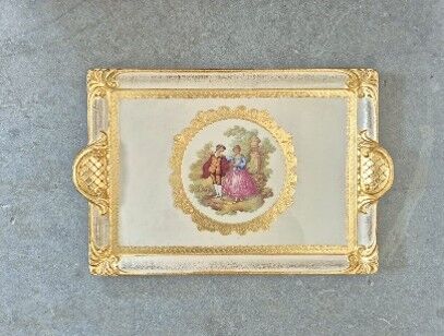 L&M 241/Gjr-3 Gül Ağacı Gold/Krem Tepsi 40X26 Cm