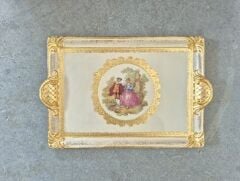 L&M 241/Gjr-3 Gül Ağacı Gold/Krem Tepsi 40X26 Cm