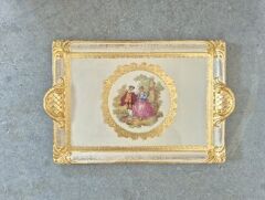 L&M 241/Gjr-3 Gül Ağacı Gold/Krem Tepsi 40X26 Cm