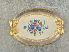 L&M 130/Mo-2 Gül Ağacı Gold/Silver Tepsi 36X26 Cm