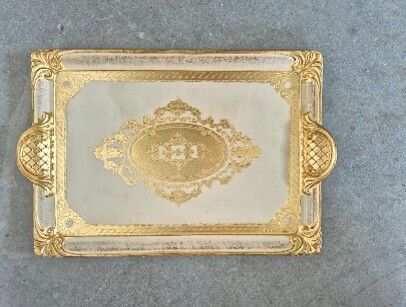 L&M 241/Fre-3 Gül Ağacı Gold/Krem Tepsi 40X26 Cm