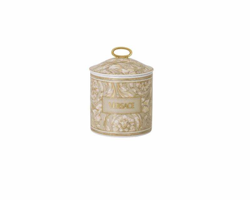 Versace Barocco Beige Kapaklı Orta Boy Kavanoz