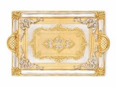 L&M 241/Fre-3 Gül Ağacı Gold/Sılver Tepsi 40X26 Cm