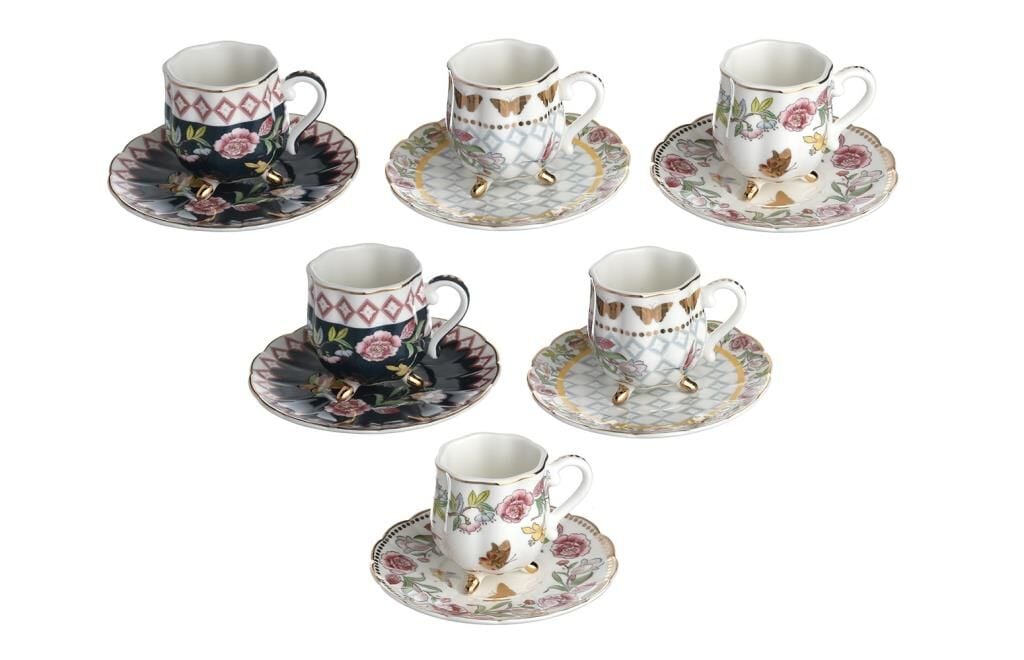Lucky Art Evelyn Bone 6Lı Ayaklı Kahve Fıncanı Setı