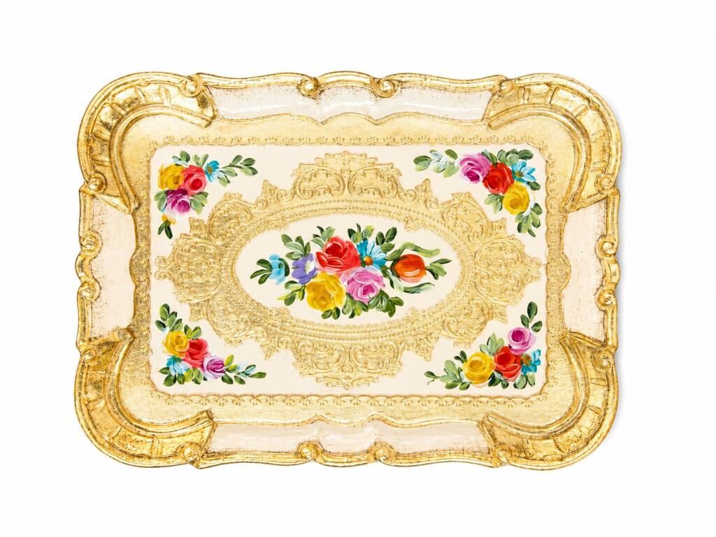 L&M 1/Pgfa-1 Gül Ağacı Krem Tepsi 26X19 Cm