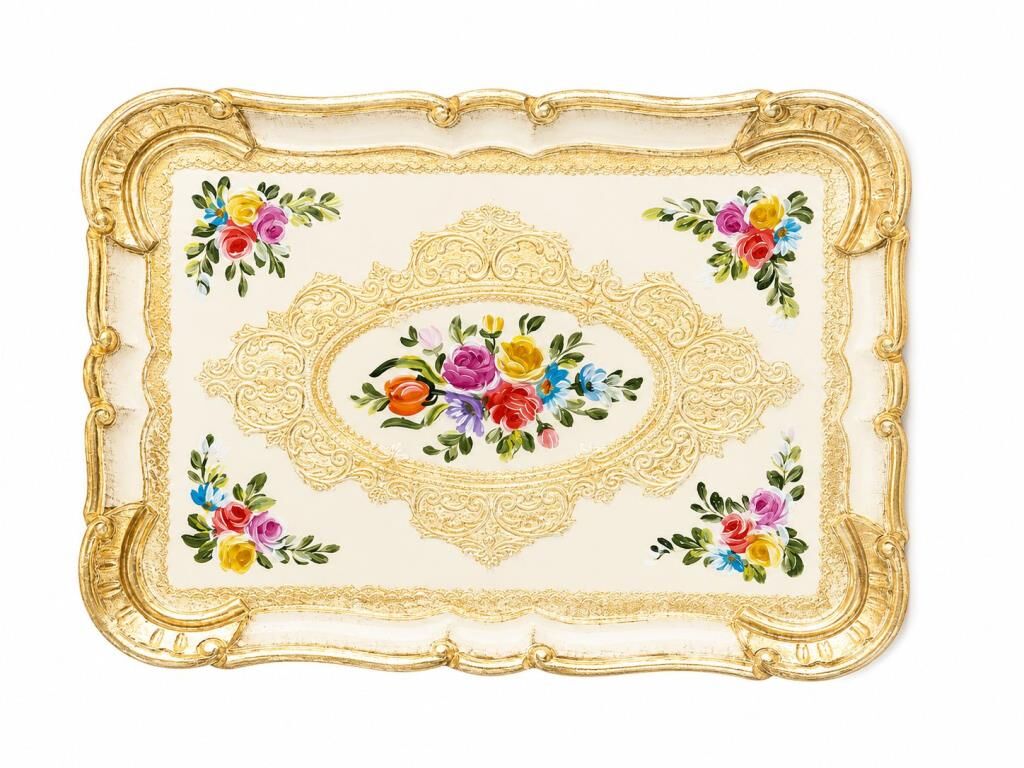 L&M 1/Pgfa-2 Gül Ağacı Krem Tepsi 29X21 Cm