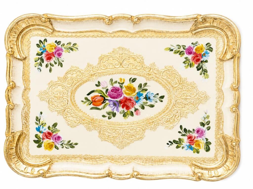 L&M 1/Pgfa-3 Gül Ağacı Krem Tepsi 36X26 Cm