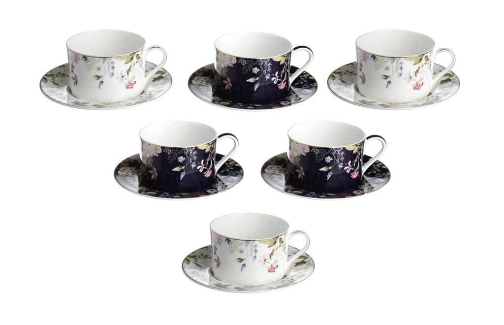 Lucky Art Fleurısse Bone 6Lı Çay Fincanı Seti