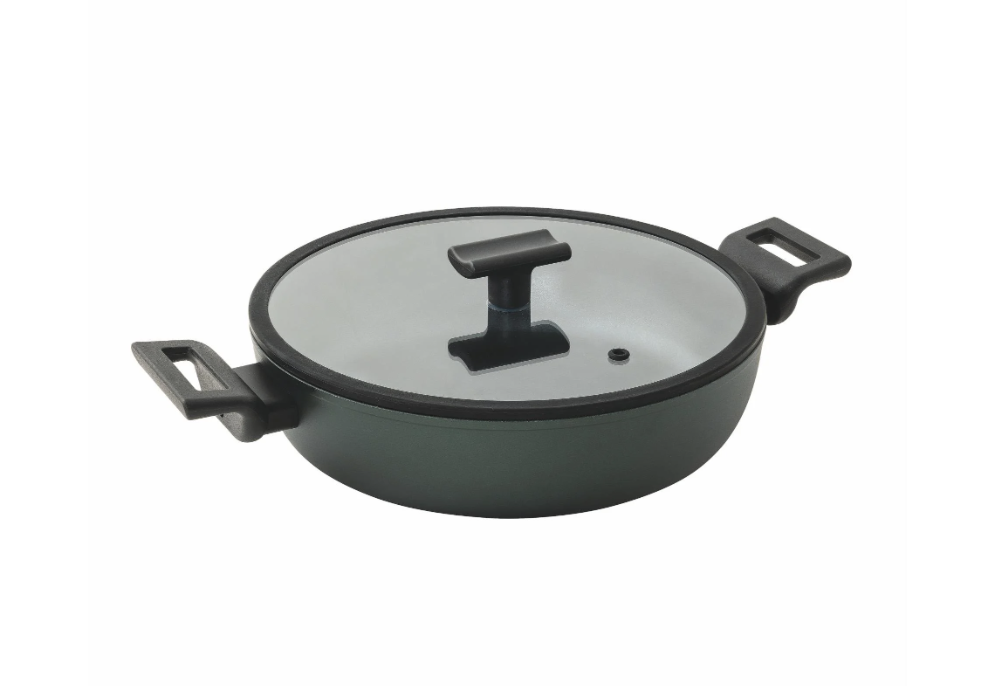Sambonet Çift Saplı Kapaklı Sığ Tencere 28 Cm Tıtan Pro Green