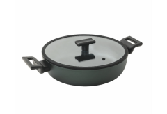 Sambonet Çift Saplı Kapaklı Sığ Tencere 28 Cm Tıtan Pro Green