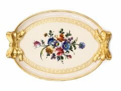 L&M 130/Mo-4 Gül Ağacı Gold/Krem Tepsi 52X36 Cm