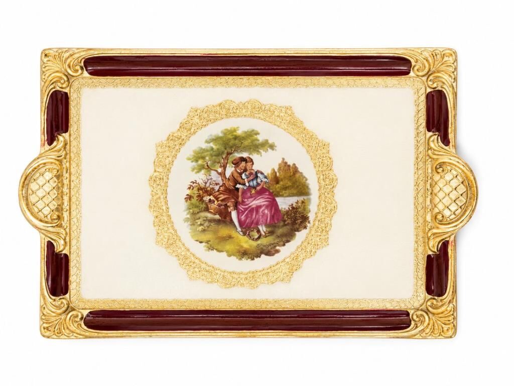 L&M 241/Gjr-3 Gül Ağacı Bordo Tepsi 40X26 Cm