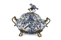 Mikasa Moor Mavi Bronz Kuş Kapaklı Kutu 34x20x27cm