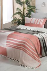 Sarev Jace Taba Çift Kişilik Pamuklu Yatak Örtüsü Seti