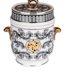 Lucky Art Margery Bone Porselen Barok Desenli Kulplu Kavanoz 16 cm
