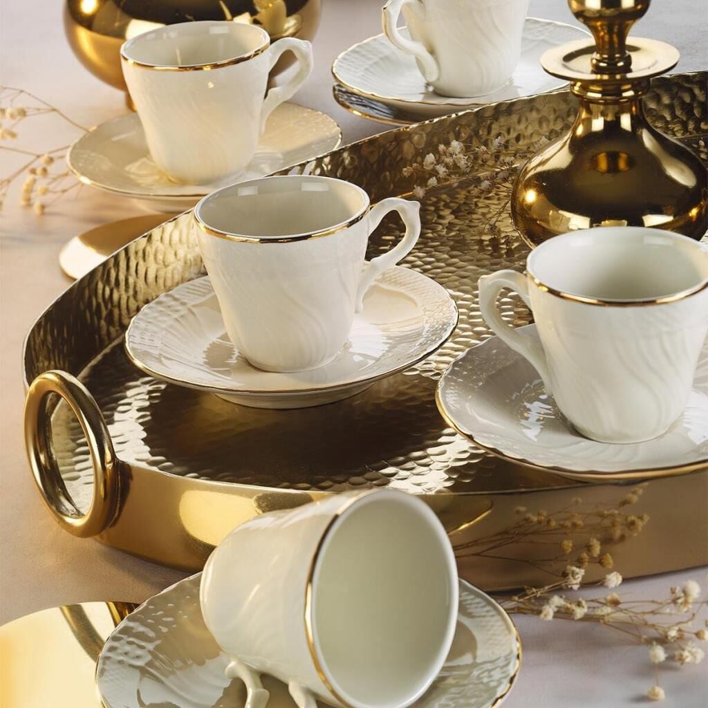 Evaliza Caserta Gold 6 Kişilik Kahve Fincan Takımı