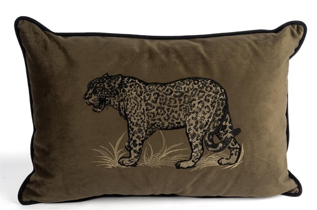 Mikasa Moor Leopar Nakışlı Kahve Yastık 40x60