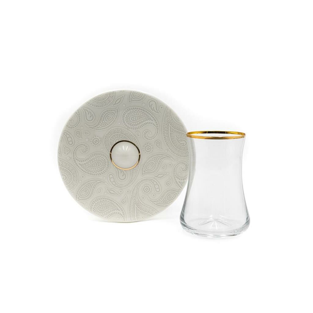 Evaliza Paisley Gold 6 Kişilik 12 Parça Çay Seti