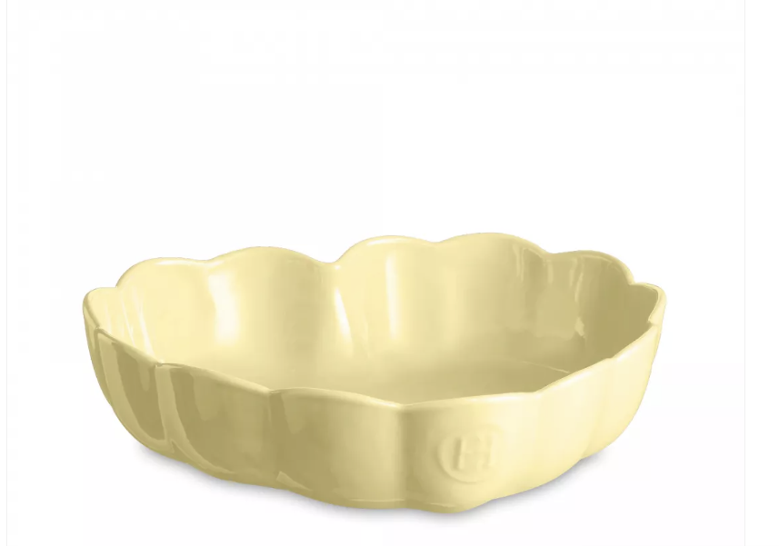Emile Henry Madeleine Fırın Kabı Kalp 6,5 x 24,5 x 26,5 cm Tereyağı Sarısı / Vanille