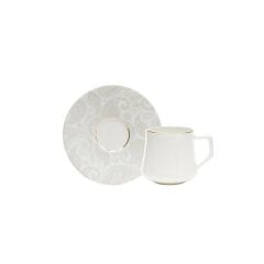Evaliza Paisley White Double 6 Kişilik Kahve Fincan Takımı 130 ml