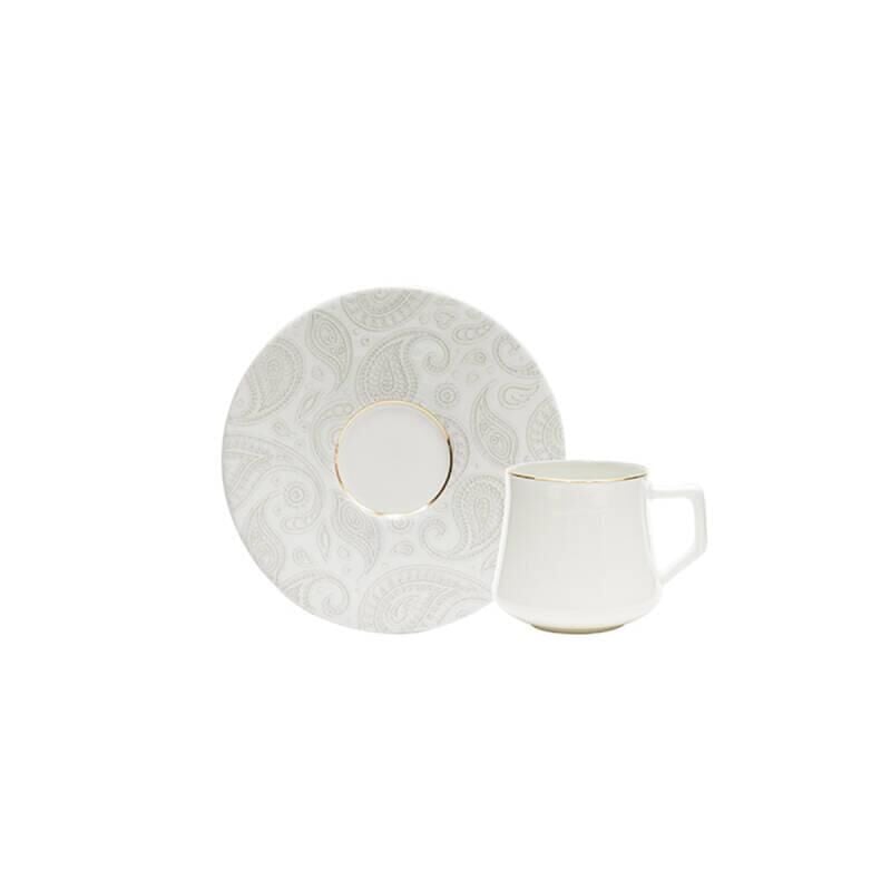 Evaliza Paisley White 6 Kişilik Kahve Fincan Takımı 80 ml