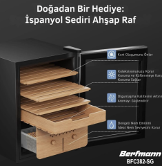 Berfmann 382 Puro Kapasiteli Solo Puro Saklama Dolabı Çelik Çerçeve Cam Kapak