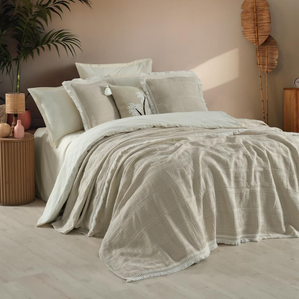 Sarev Rosalıe Yatak Örtüsü Çift Kişilik, .Bej