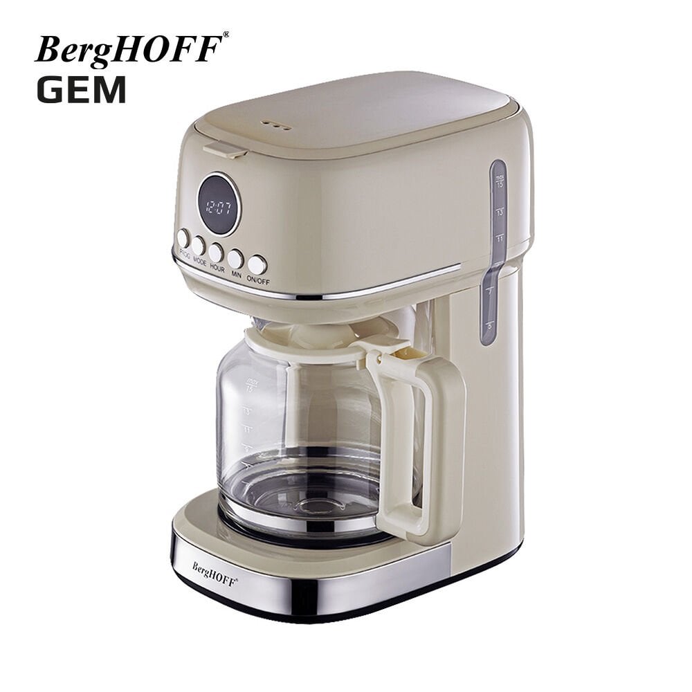 BergHOFF GEM RETRO 15 bardak Vanilya Krem Rengi Filtre Kahve Makinesi