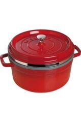 Staub La Cocotte Döküm Tencere Buharlı Pişirici İle | Kiraz | 26 Cm | 5,25 L | Yuvarlak