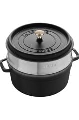 Staub La Cocotte Döküm Tencere Buharlı Pişirici İle | Siyah | 26 Cm | 5,25 L | Yuvarlak