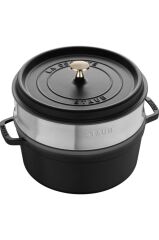 Staub La Cocotte Döküm Tencere Buharlı Pişirici İle | Siyah | 26 Cm | 5,25 L | Yuvarlak