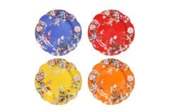 Lucky Art Hilda 4lü New Bone China Porselen Renkli Çiçek Desenli Tabak Seti 28 cm