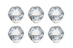 Lucky Art Clarice New Bone China Porselen Mavi Küçük Çiçek Desenli 6 lı Kahve Fincanı Seti
