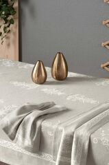 Sarev Minerva Bej Pamuk-Keten Masa Örtüsü 160*240 Cm