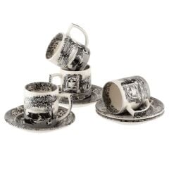 Spode Black Italıan 4Lu Espresso Kahve Fıncan Seti