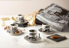 Spode Black Italıan 4Lu Espresso Kahve Fıncan Seti