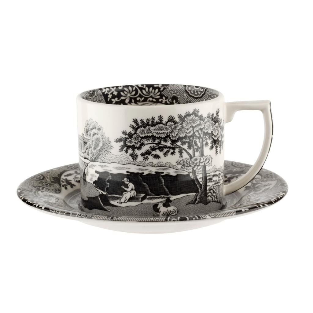 Spode Black Italıan  Çay Fincanı Ve Tabağı 280 Ml