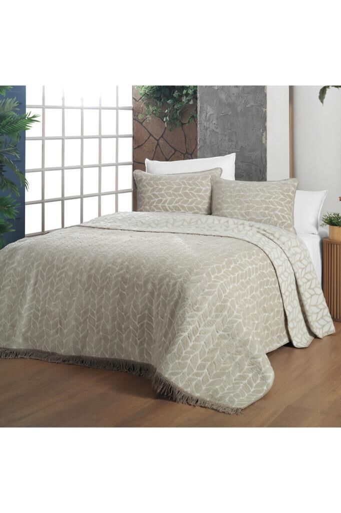 Sarev Virgo Tek Kişilik Bej Battaniye Seti